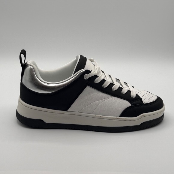Steve Madden Renegade Black White Silver Leather Sneakers Womens Size 7 RNGD01S1 - Picture 4 of 7
